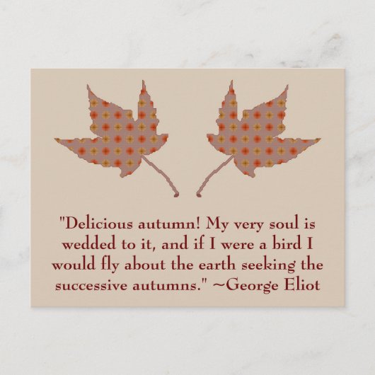 George Eliot Autumn Zitat Postcard Postkarte (Vorderseite)