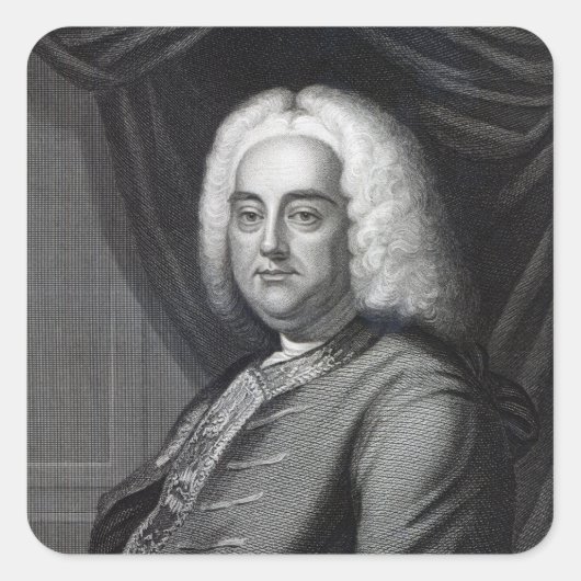 George Frederic Händel, eingraviert von Thomson Quadratischer Aufkleber (Vorderseite)