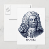 George Frideric Händel, blau Postkarte (Vorne/Hinten)