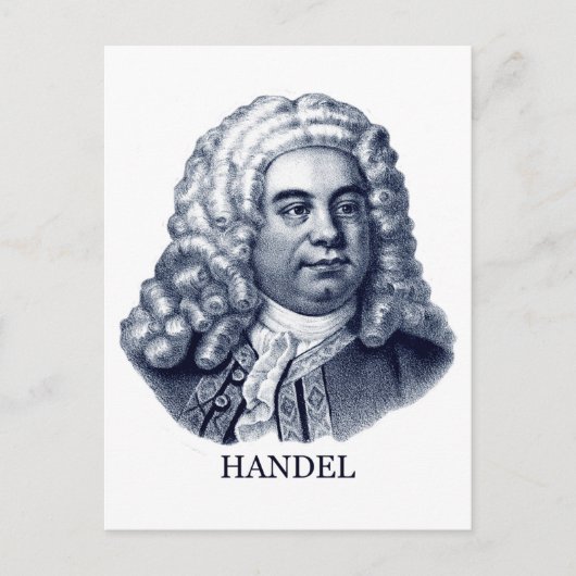 George Frideric Händel, blau Postkarte (Vorderseite)