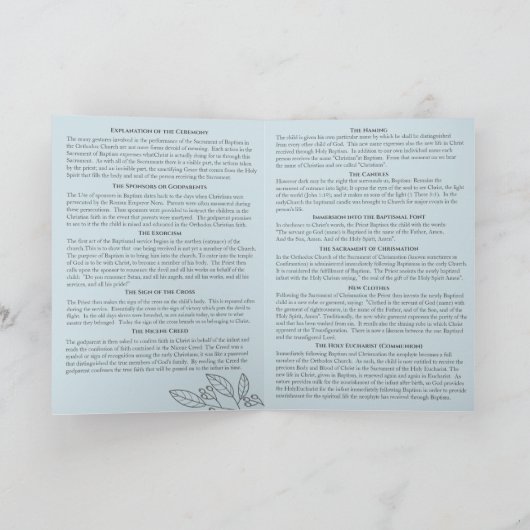 George Griechisch-orthodoxe Kirchentaufprogramm Programm (Innenseite)