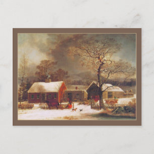 George Henry Durrie Christmas Winter in New Haven Postkarte