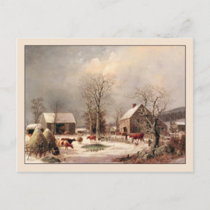 George Henry Durrie Rustic Christmas Country Postkarte