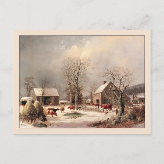 George Henry Durrie Rustic Christmas Country Postkarte (Vorderseite)