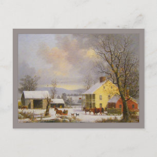 George Henry Durrie Rustikaler Winter im Land Postkarte