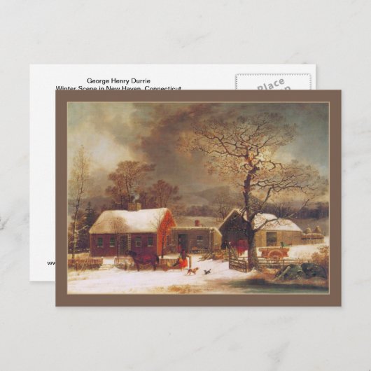 George Henry Durrie Weihnachten Winter in New Have Postkarte (Vorne/Hinten)