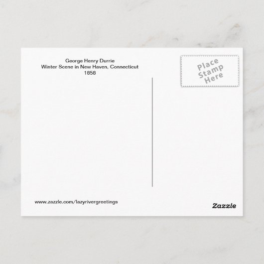 George Henry Durrie Weihnachten Winter in New Have Postkarte (Rückseite)