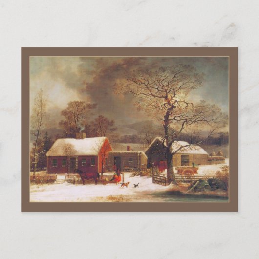 George Henry Durrie Weihnachten Winter in New Have Postkarte (Vorderseite)