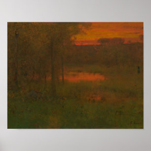 George Inness - Landschaft, Sonnenuntergang Poster