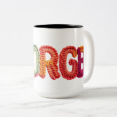 GEORGE Name in lebendigem Häkelmuster Zweifarbige Tasse (VorderseiteRechts)