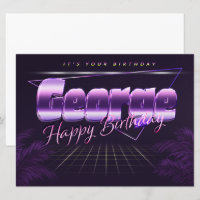 George Name Vorname lila retro Karte Geburtstag