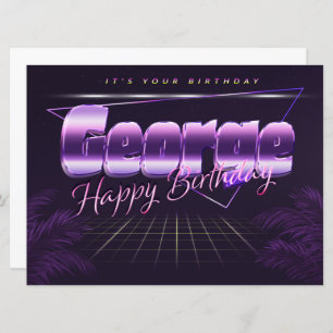 George Name Vorname lila retro Karte Geburtstag