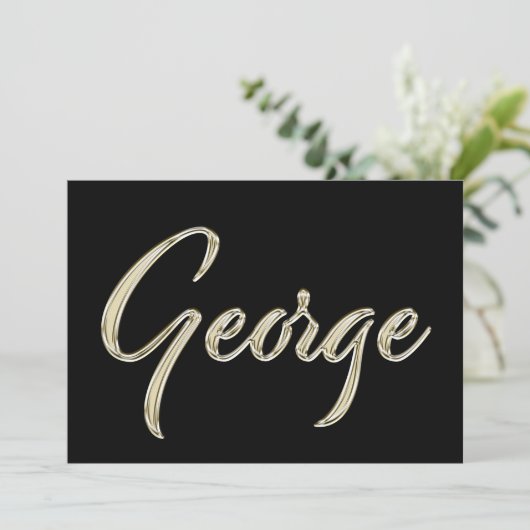 George Name white gold Handwriting Karte (Stehend Vorderseite)