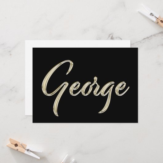 George Name white gold Handwriting Karte (Vorderseite/Rückseite Beispiel)