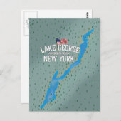 George New York Map Postkarte (Vorne/Hinten)