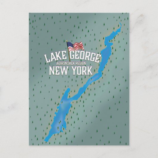 George New York Map Postkarte (Vorderseite)