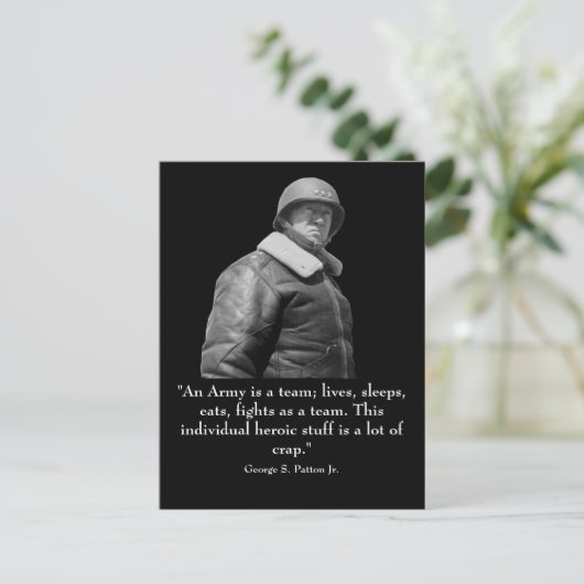 George Patton und Zitat Postkarte (Stehend Vorderseite)
