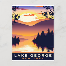 George-See, NY, Romantischer Sonnenuntergang, Reis Postkarte