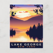 George-See, NY, Romantischer Sonnenuntergang, Reis Postkarte (Vorderseite)
