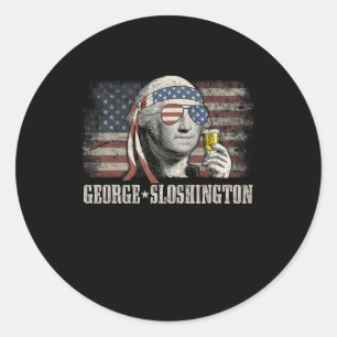 George Sloshington Washington Funny 4. Juli USA Runder Aufkleber
