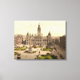 George Square, Glasgow, Schottland umwickelte Lein Leinwanddruck