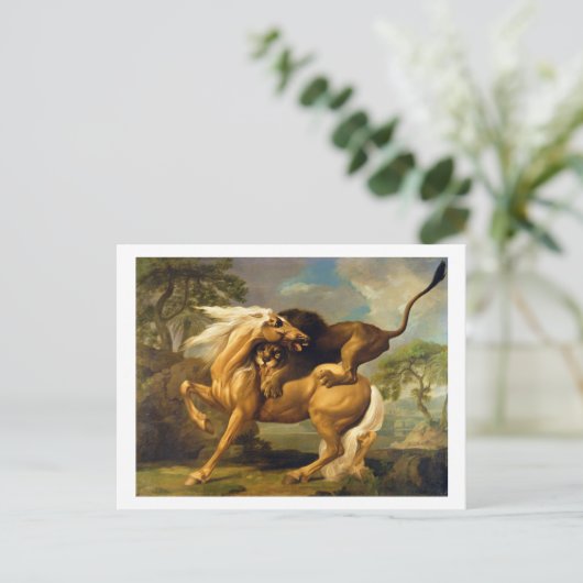 George Stubbs | A Lion Attack a Horse, c.1762 ( Postkarte (Stehend Vorderseite)