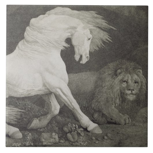 George Stubbs |, das ein Pferd durch einen Löwe Fliese (Vorderseite)