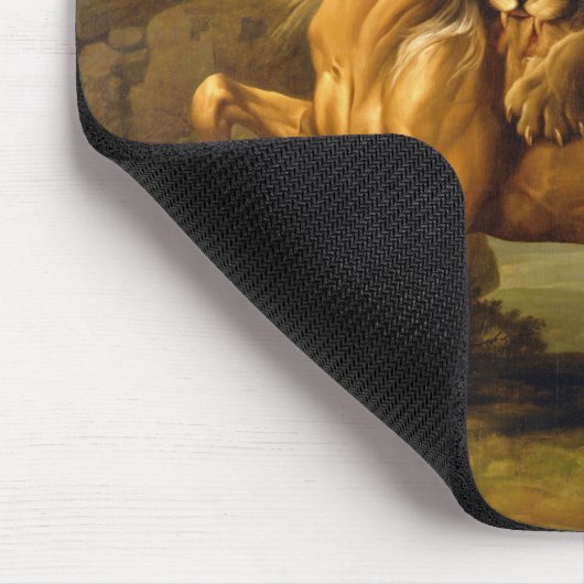 George Stubbs | ein Löwe, der ein Pferd in Angriff Mousepad (Ecke)
