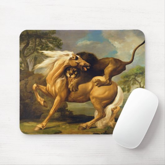 George Stubbs | ein Löwe, der ein Pferd in Angriff Mousepad (Mit Mouse)