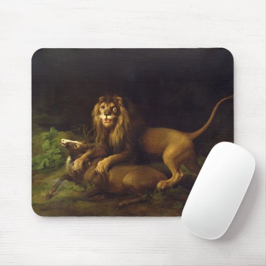 George Stubbs | ein Löwe, der einen Hirsch, c.1765 Mousepad (Mit Mouse)