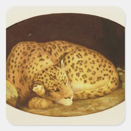 George Stubbs | Leopard, 1777 (Emaille on Quadratischer Aufkleber (Vorderseite)