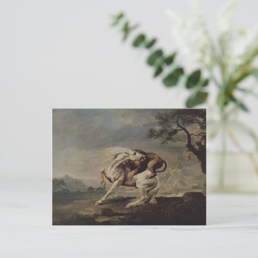 George Stubbs - Löwe attackiert ein Pferd Postkarte (Stehend Vorderseite)