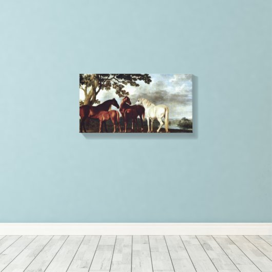 George Stubbs - Mares and Foals in einer Landschaf Leinwanddruck (Insitu (Holzboden))