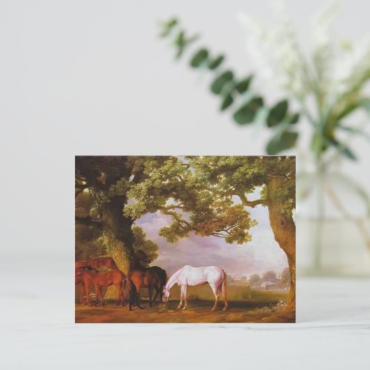 George Stubbs - Mares & Foals in einer waldreichen Postkarte (Stehend Vorderseite)