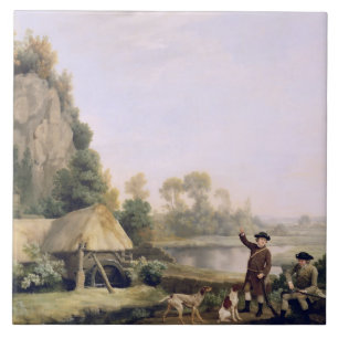 George Stubbs   zwei gehende Herren ein Schießen, Fliese