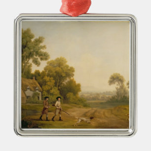 George Stubbs   zwei gehende Herren ein Schießen Silbernes Ornament