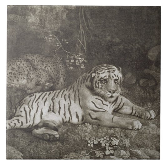 George Stubbs | zwei Tygers, graviert vom Künstler Fliese (Vorderseite)