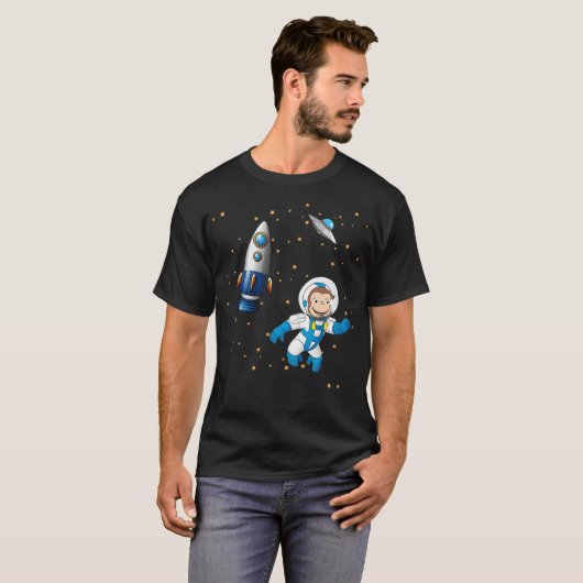 George The Curry Monkey Astronaut Cartoon in SP T-Shirt (Vorne ganz)