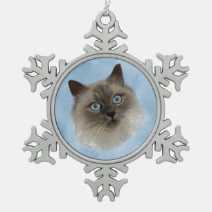 George the ragdoll schneeflocken Zinn-Ornament