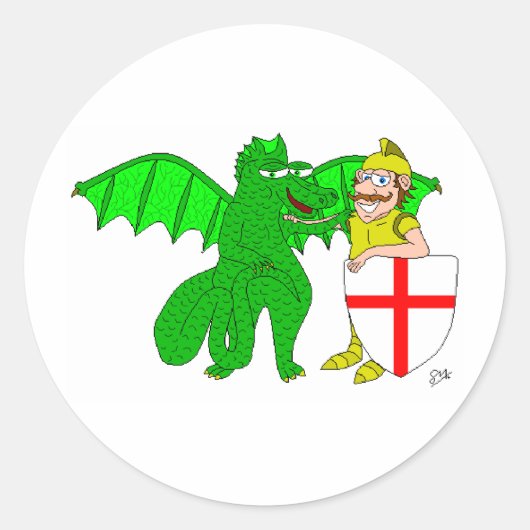 George und der Drache Runder Aufkleber (Vorderseite)
