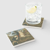 George und der Drache (von Raphael) Steinuntersetzer (Seitenansicht)