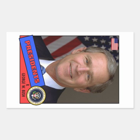 George W. Bush Baseball Card Rechteckiger Aufkleber (Vorderseite)