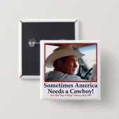 George W Bush in Cowboy Hat Button (Vorne & Hinten)