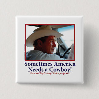 George W Bush in Cowboy Hat Button