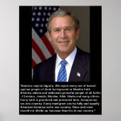 George W. Bush mit Zitat zur Bigotterie Poster (Vorne)