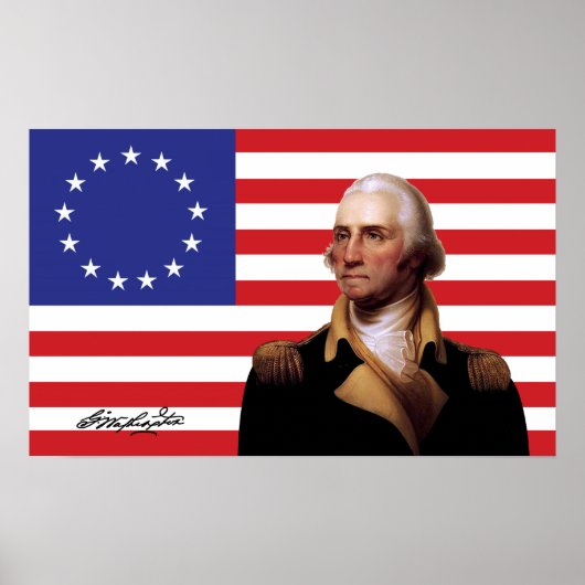 George Washington & 13-Sterne-Flagge Poster (Vorne)