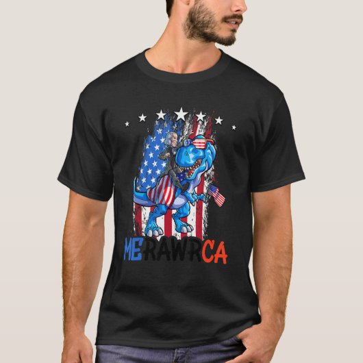 George Washington 4. Juli Dino Boys Men Americ T-Shirt (Vorderseite)
