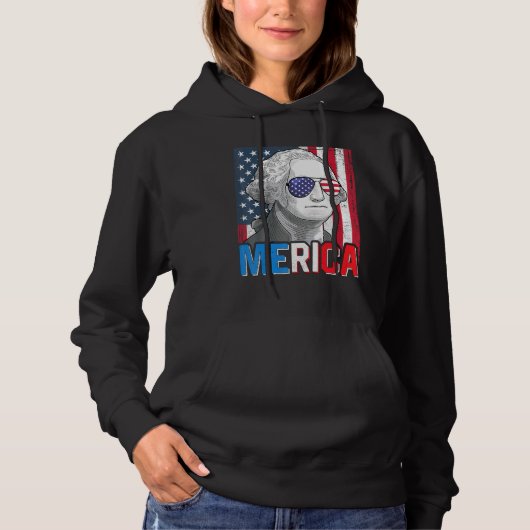 George Washington 4. Juli Merica Männer Frauen sin Hoodie (Vorderseite)