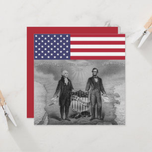 George Washington Abraham Lincoln American Flag Karte