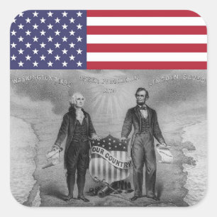 George Washington Abraham Lincoln Amerikanische Fl Quadratischer Aufkleber